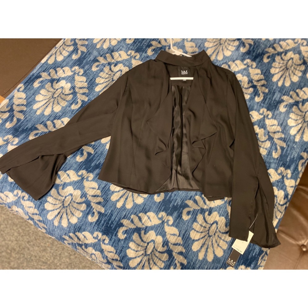 Sleek Black Blazer with Button Choker - Medium